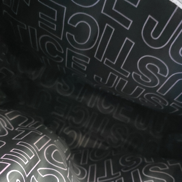 Justice Black and Gold Polka Dot Backpack with Pouch - Picture 11 of 12